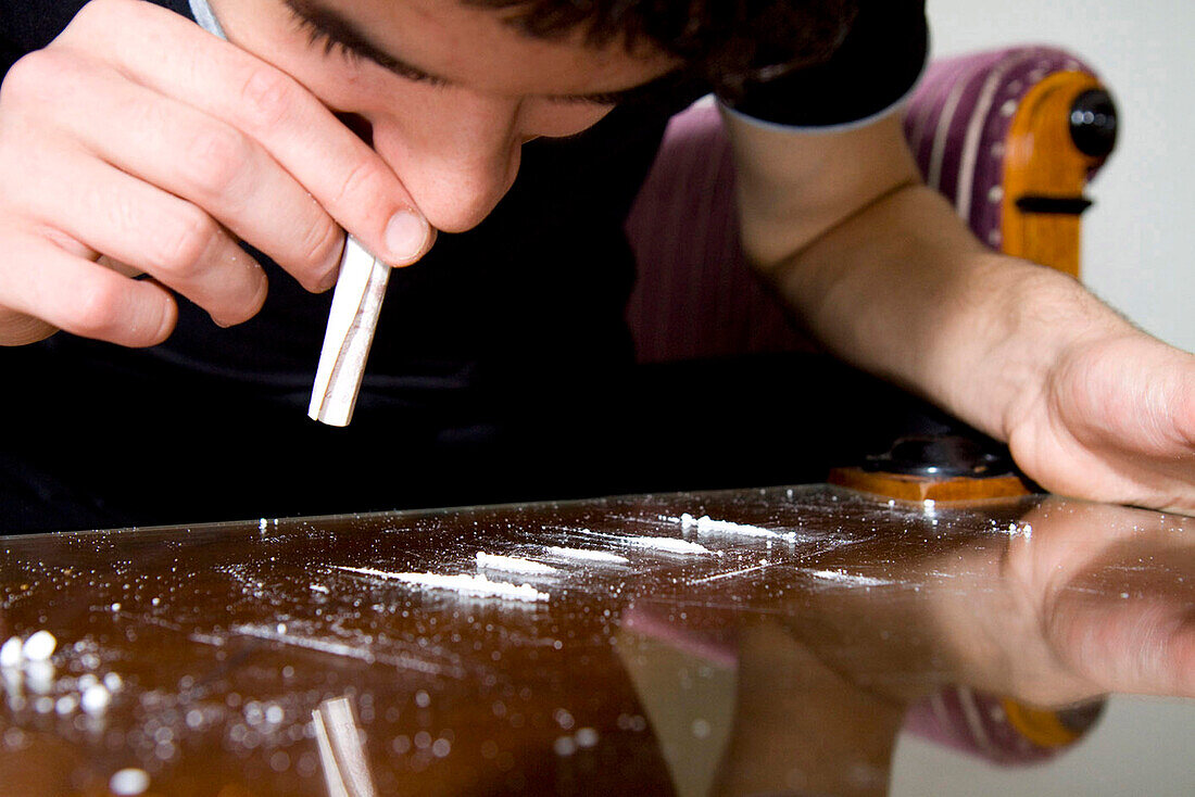 Man taking cocaine
