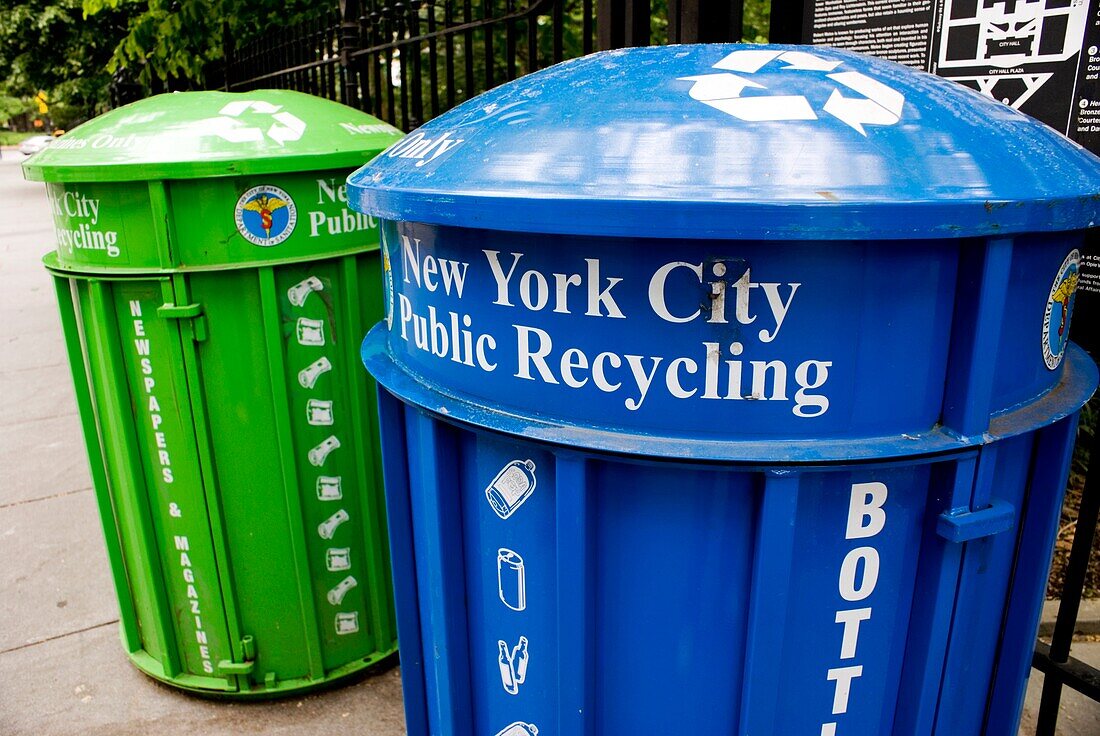 Recycling bins in New York