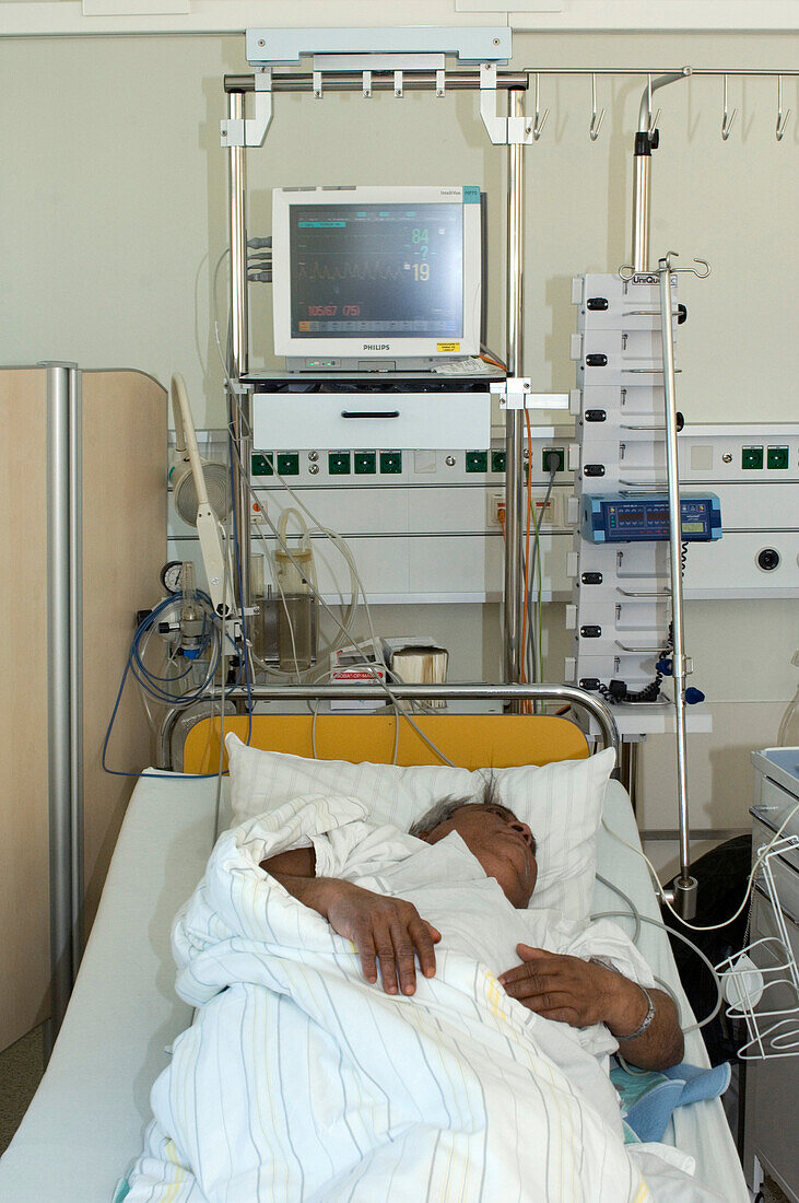 Elderly man waiting for hospital treatment