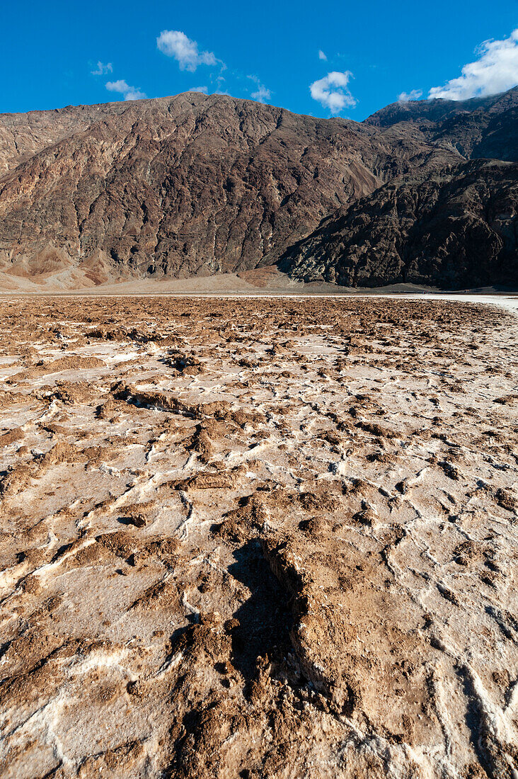 Crusted earth in the salt pan of Badwater Basin, USA