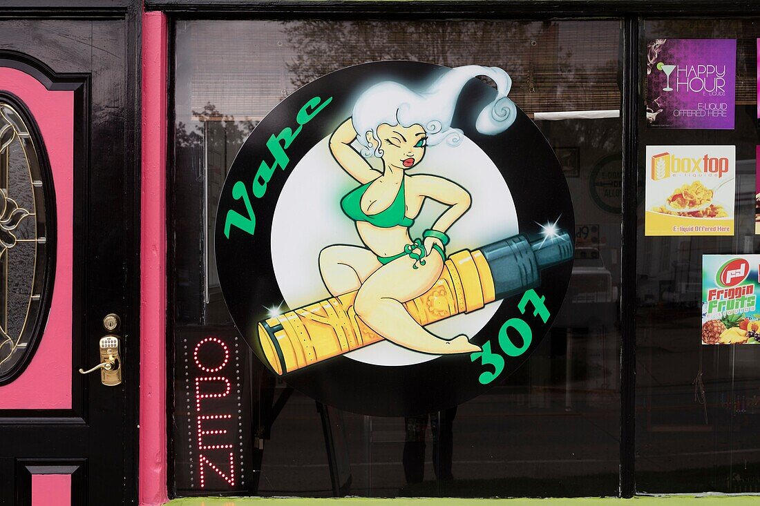 Provocative sign on a shop that electronic cigarettes