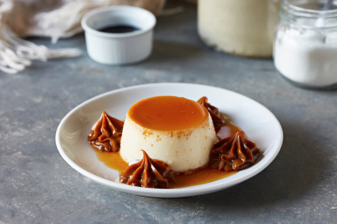 Caramel custard dessert