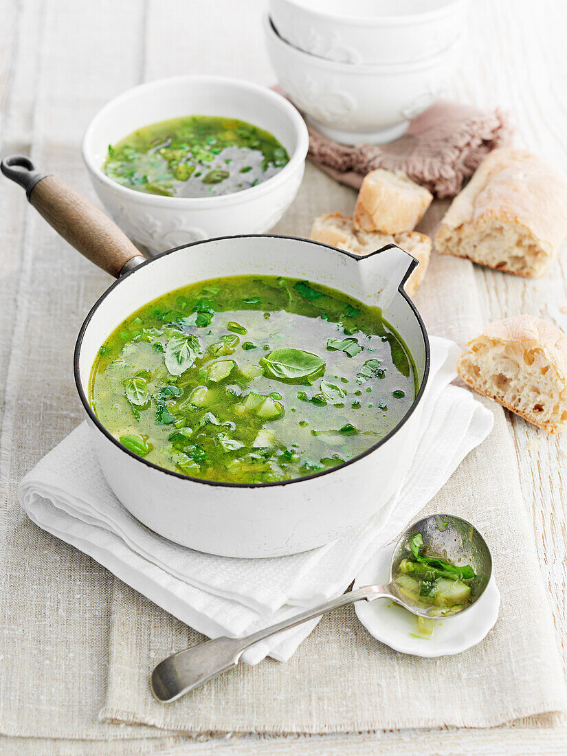 Green Minestrone made with Summer Vegetables