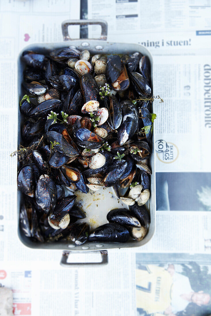 Oven baked mussels