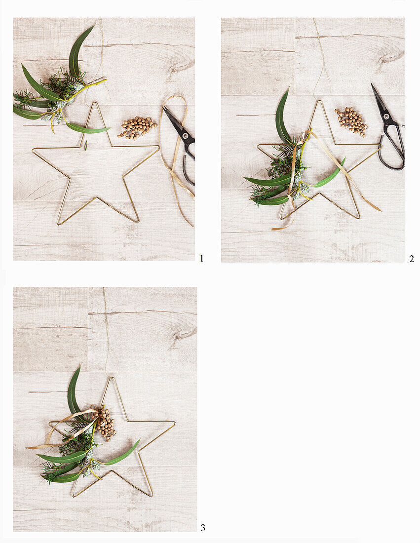 Making a Christmas star wreath