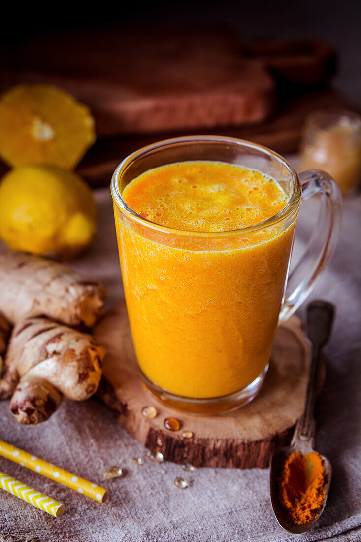 Cocktail with ginger and turmeric