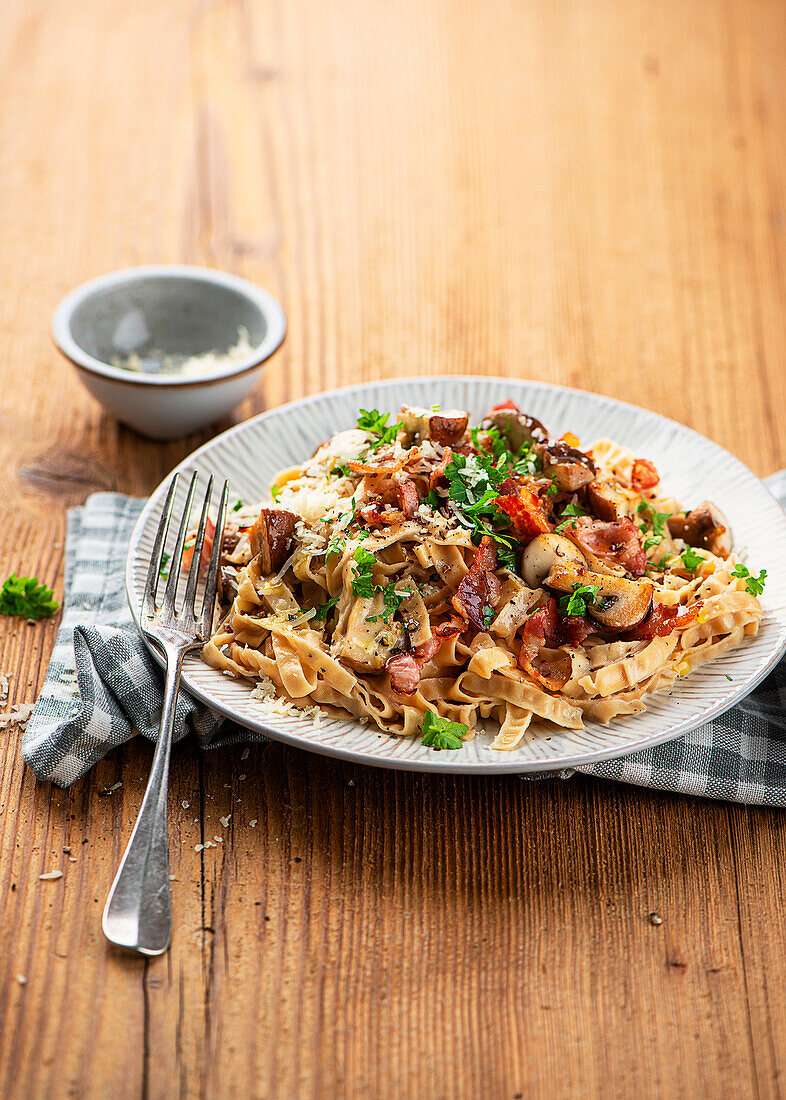 Chickpea fettuccine carbonara