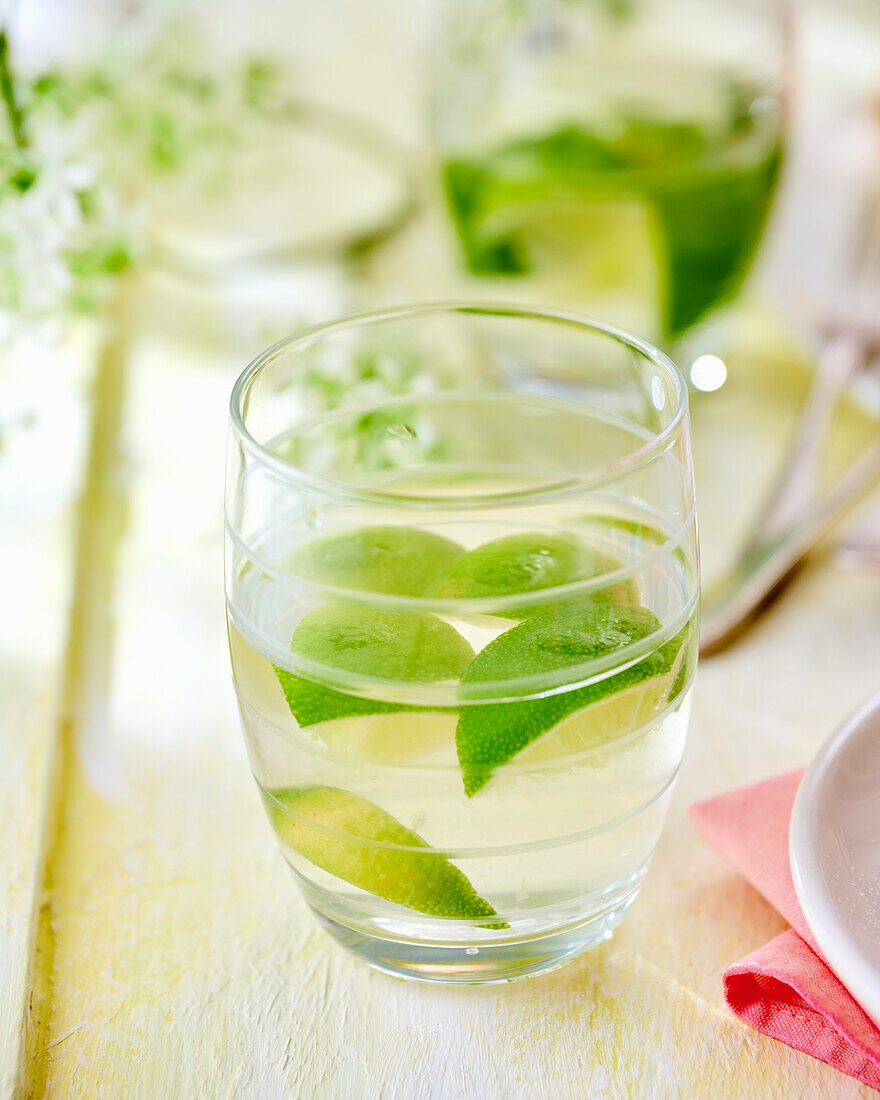 A lemon drink with herbs