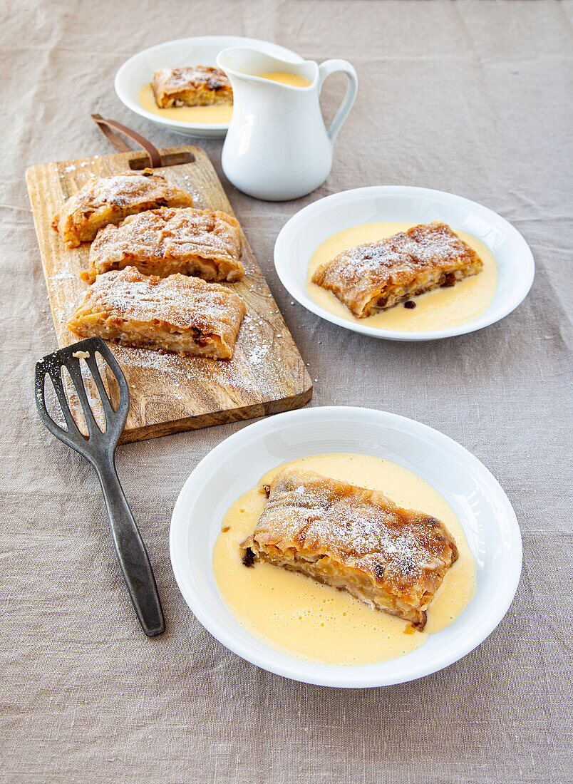 Apple strudel with marzipan