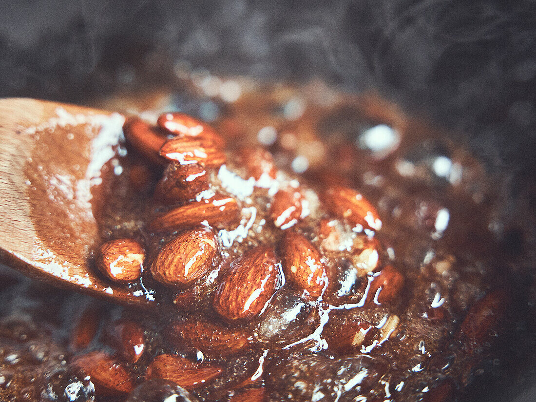 Roasted almonds in a Dutch Oven