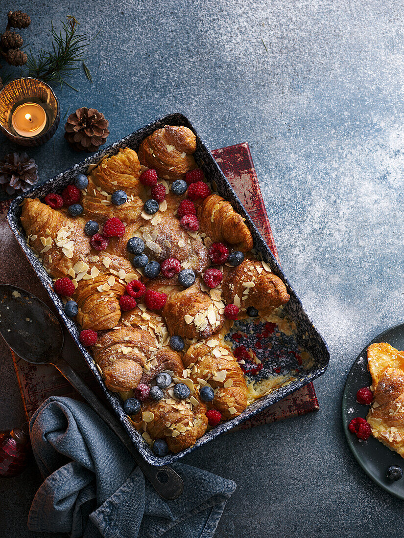 Croissant casserole with berries