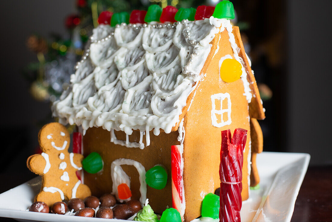 Homemade Gingerbread House decorated by children
