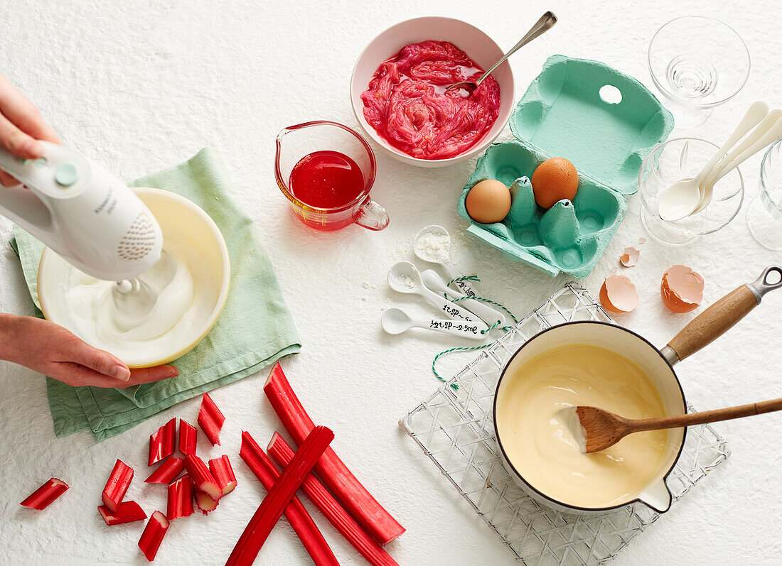 Ingredients for rhubarb dessert