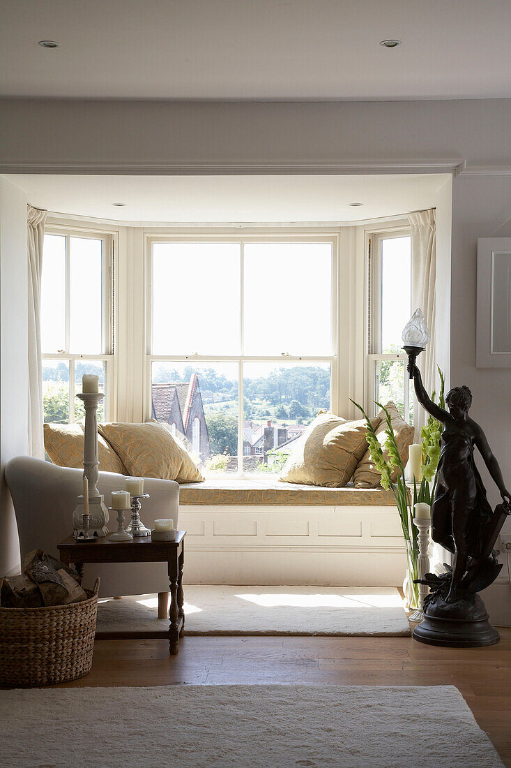 Sunlit window seat in Arundel, West Sussex