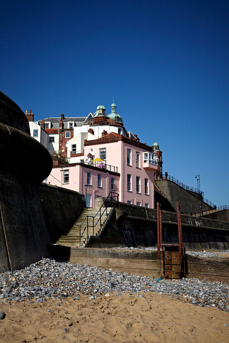 Harbor wall in Cromer, Norfolk, England, UK