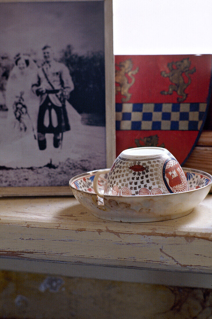 Ceramic bowls on window sill