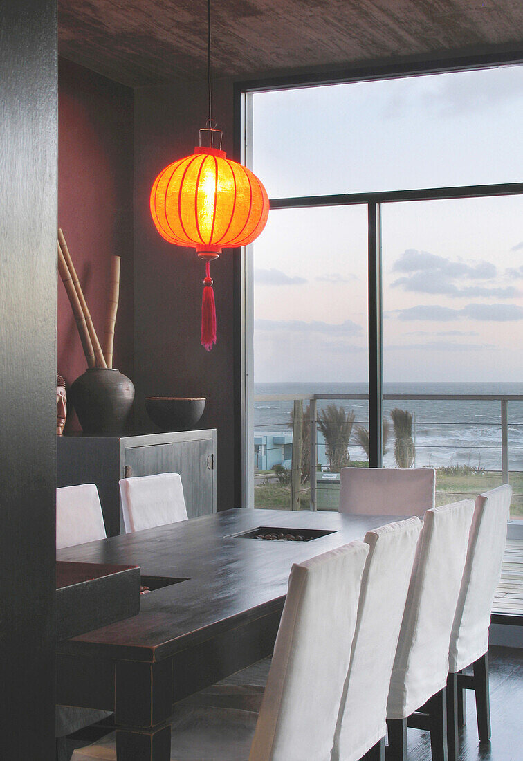 Dining room with Chinese lantern