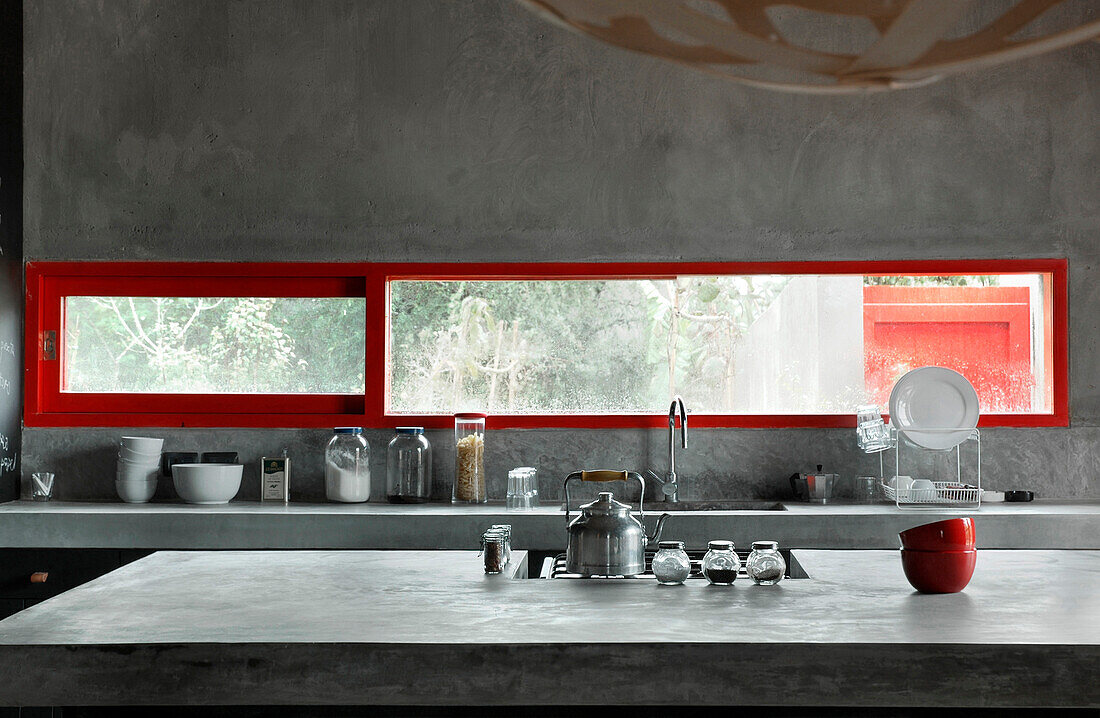 Küchentheke aus Beton mit Wasserhahn von Eros Sofa