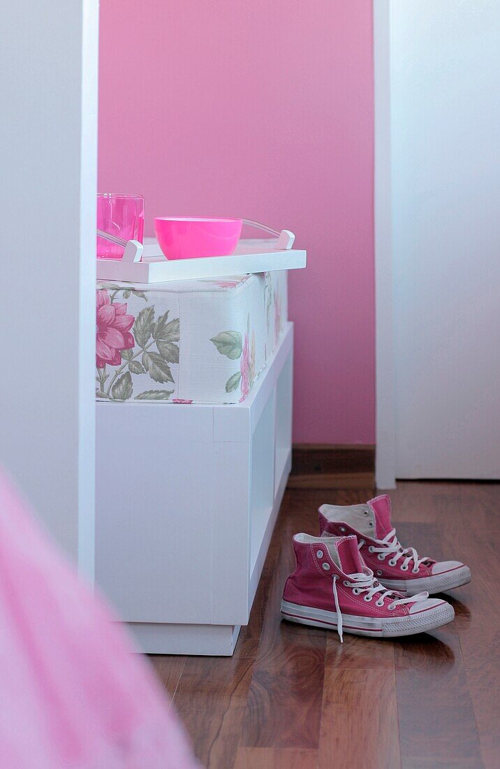 Pink details of teenager's room, Buenos Aires, Argentina