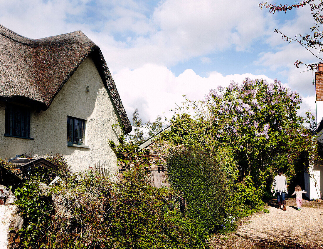 Thatched cottage garden in Devon