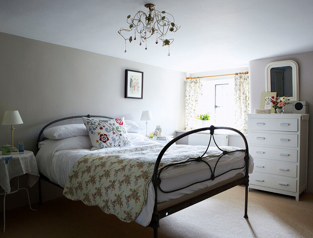 Sunlit bedroom in Devon cottage