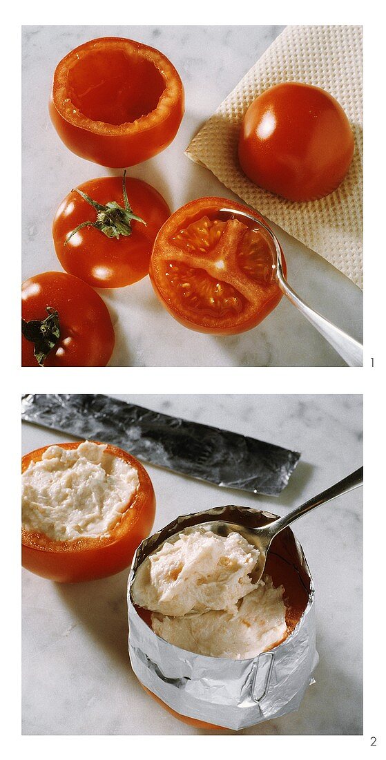 Tomate mit Lachscremefüllung zubereiten