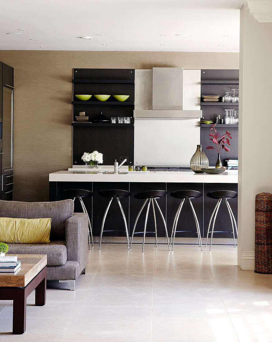 Open plan kitchen and living room of townhouse