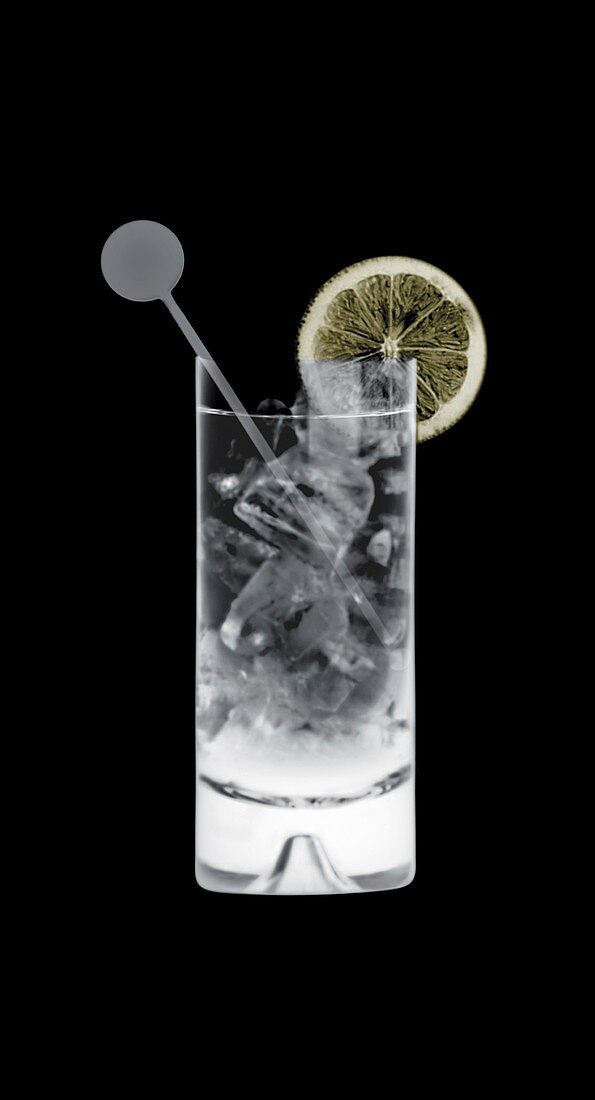 Cocktail in a straight glass, X-ray