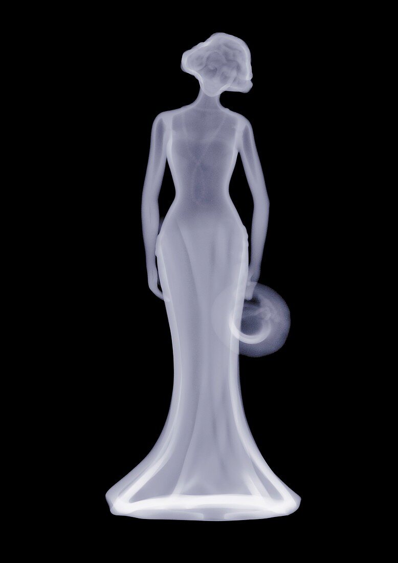 Statue of a woman in a long gown, X-ray