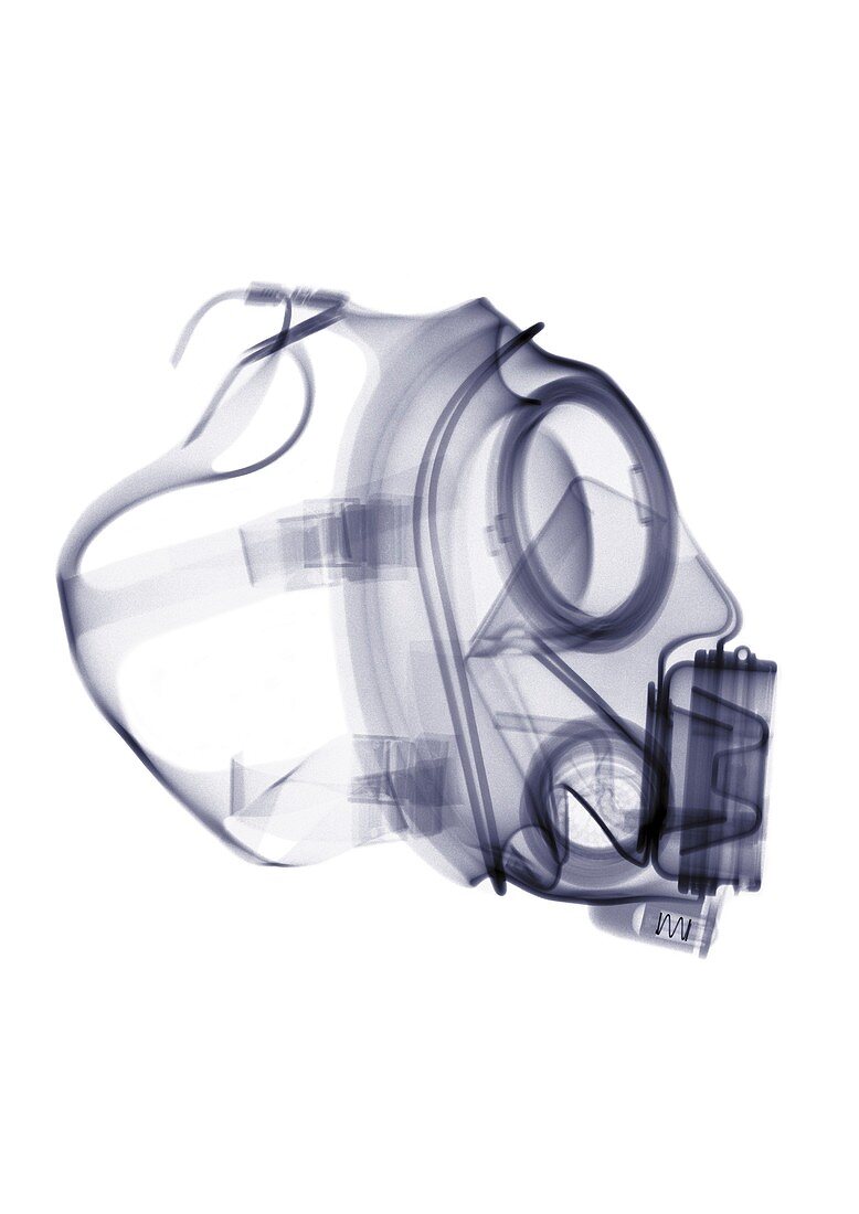Gas mask from the side, X-ray