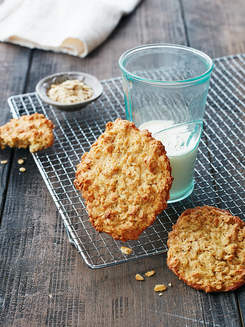 Oat biscuits and a glass of milk