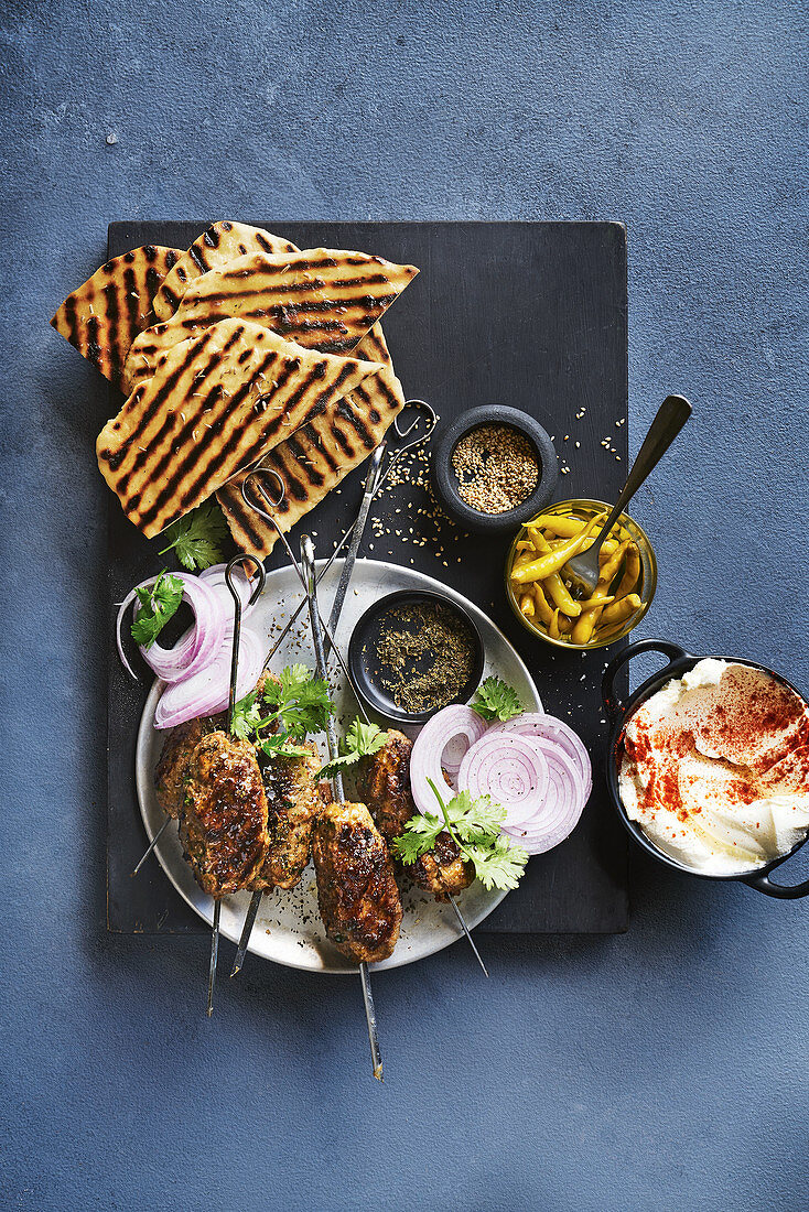 Goat kofta, yogurt bread and cumin butter