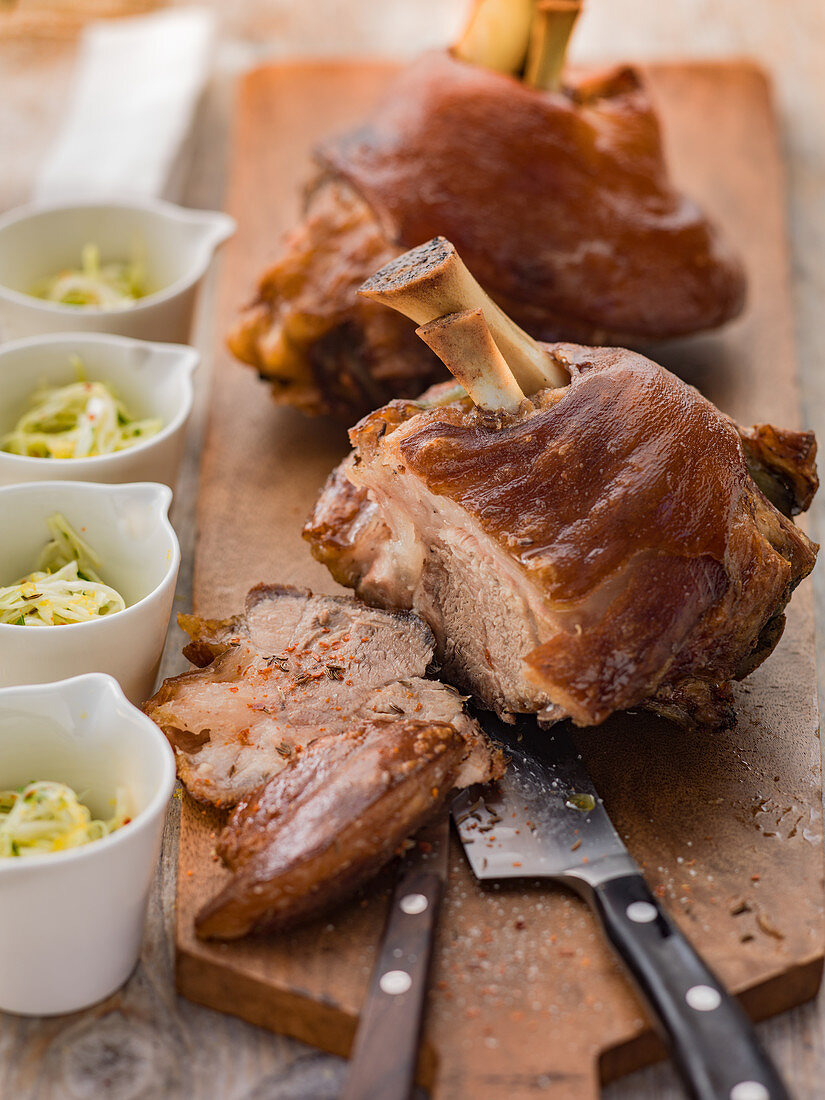 Pork knuckle with coleslaw