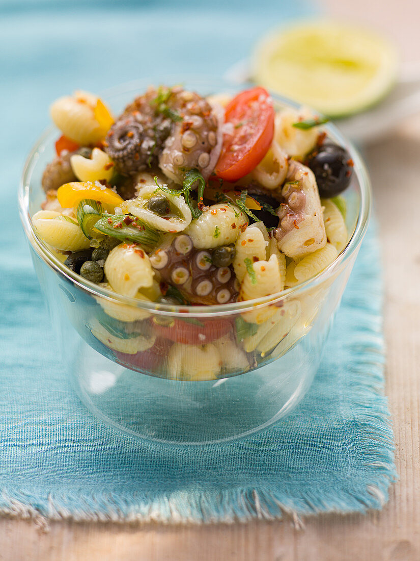 Pasta salad with octopus