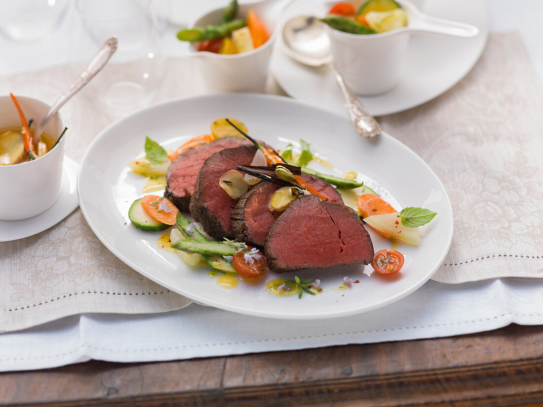 Chateaubriand with spring vegetables
