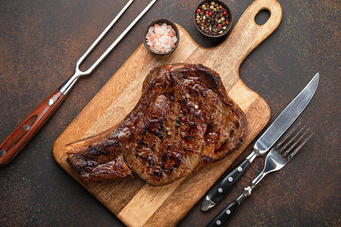 Grilled prime marbled meat Ribeye steak
