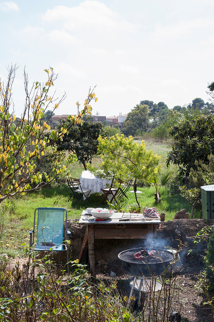 Barbecue in summer garden