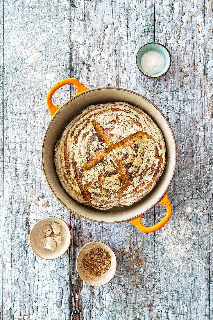 Knetfreies Topfbrot (vegan)