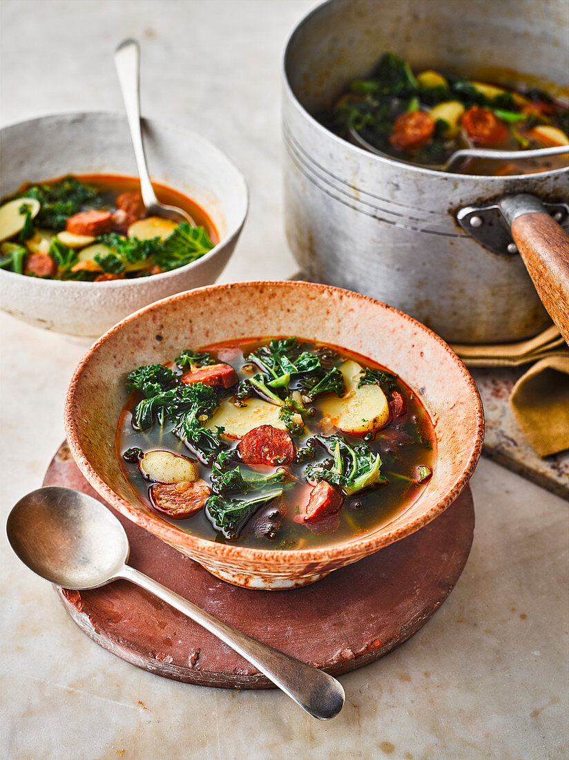 Kale soup with sausage