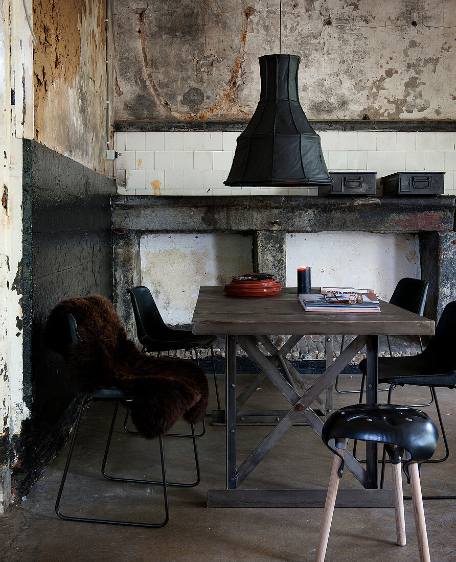 Industrial-style dining area