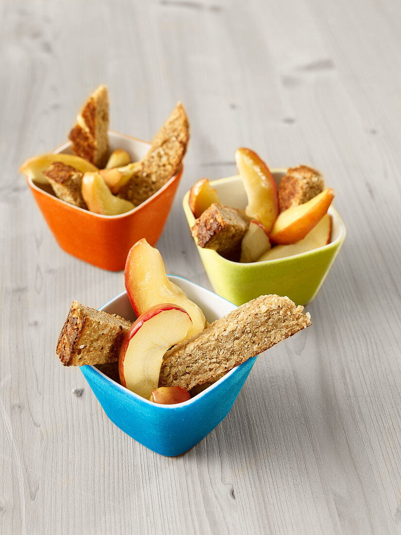 Apple wedges with bread sticks