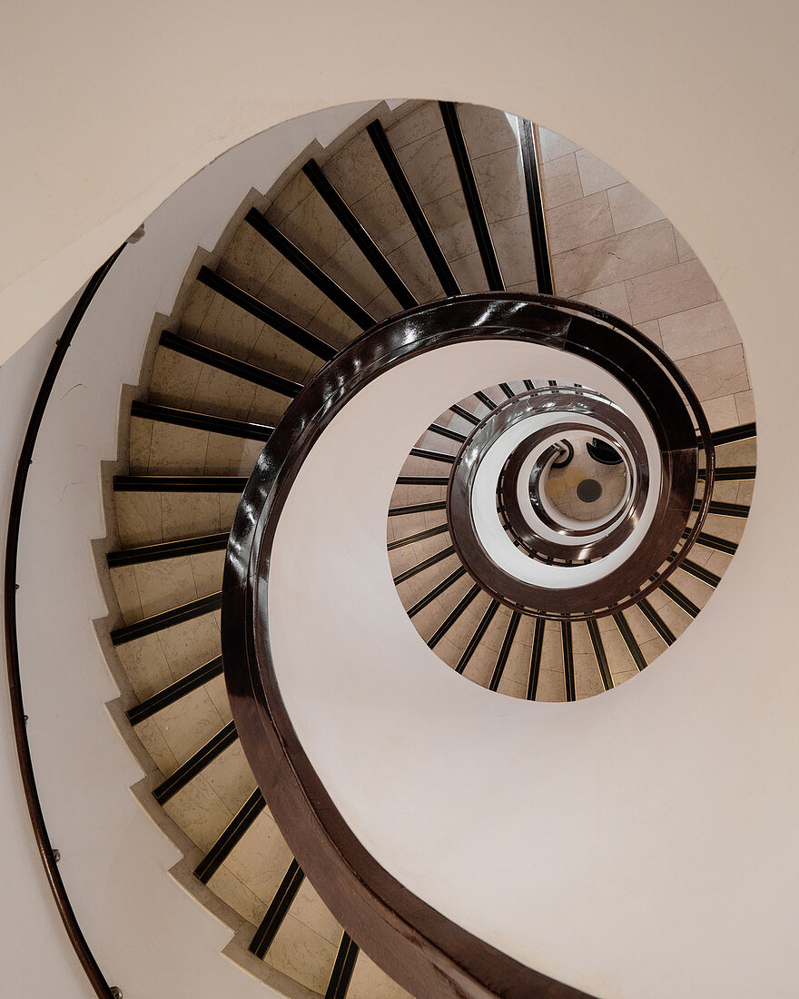 A spiral staircase in the Stockman department store, Helsinki, Finland (the largest store in Finland)
