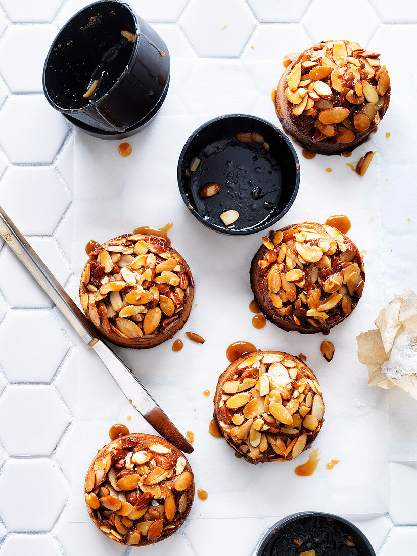 Honey and Almond Upside-Down Cakes