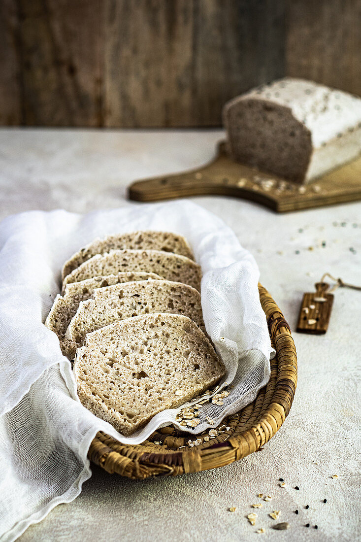 Gluten free sourdough bread sliced