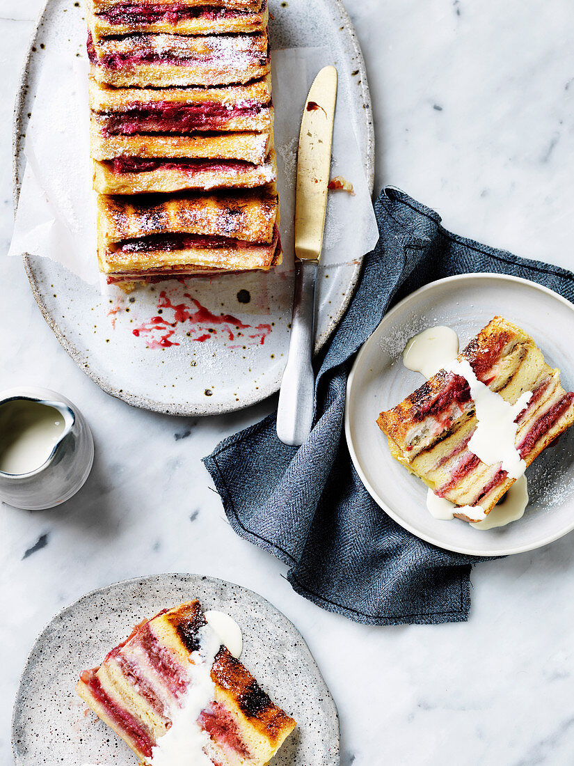 Rhubarb and Custard Bread Pudding Loaf