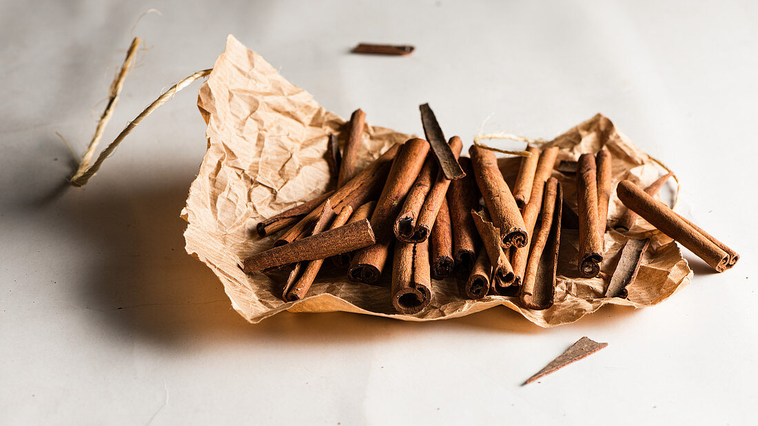 Cinnamon on a wrapping paper