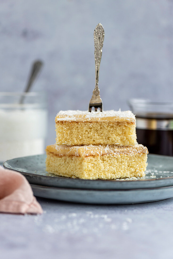 Silviakaka - traditional Swedish cake with coconut