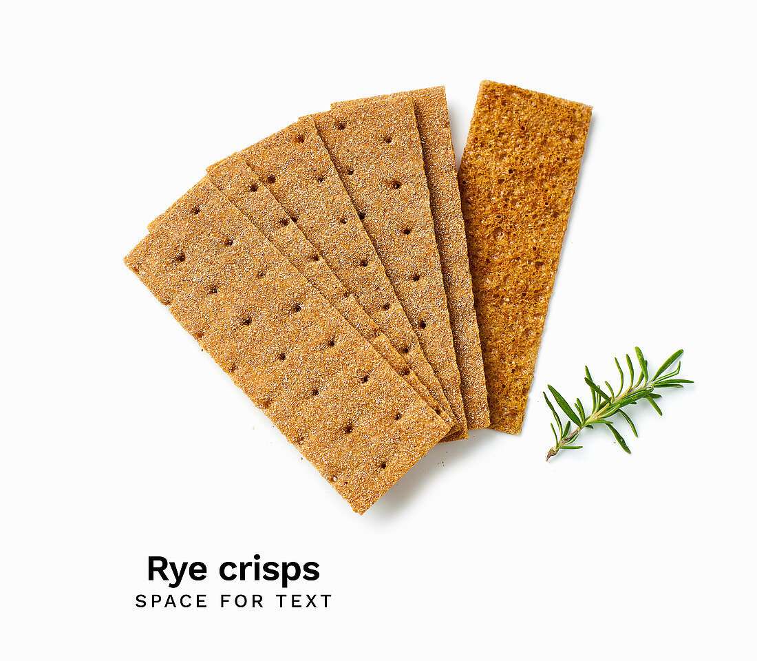 A pile of rye crisps isolated on white background