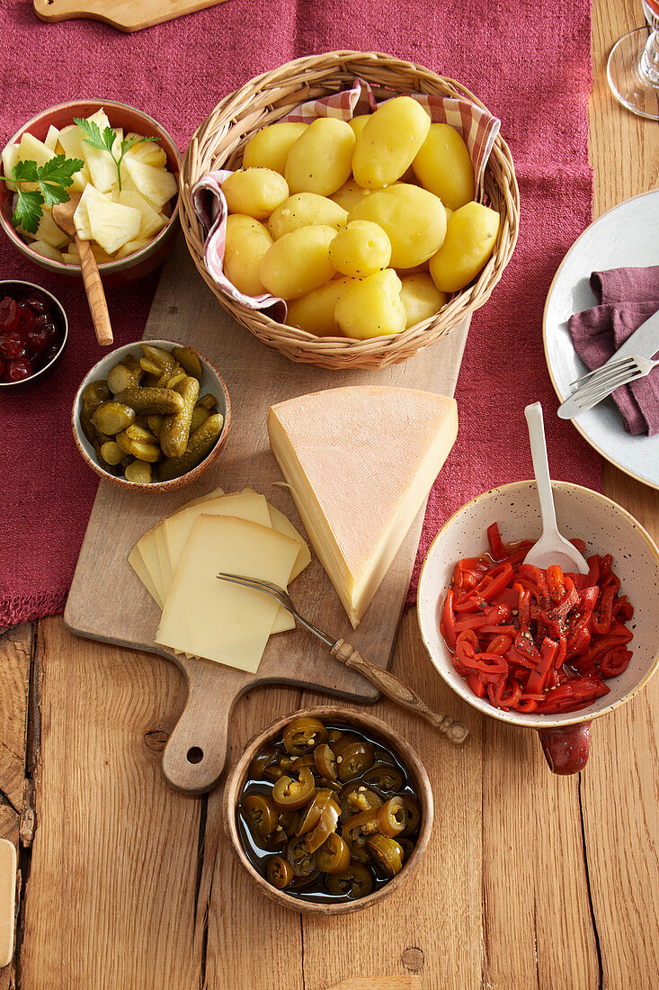 Vegetarische Zutaten für Raclette