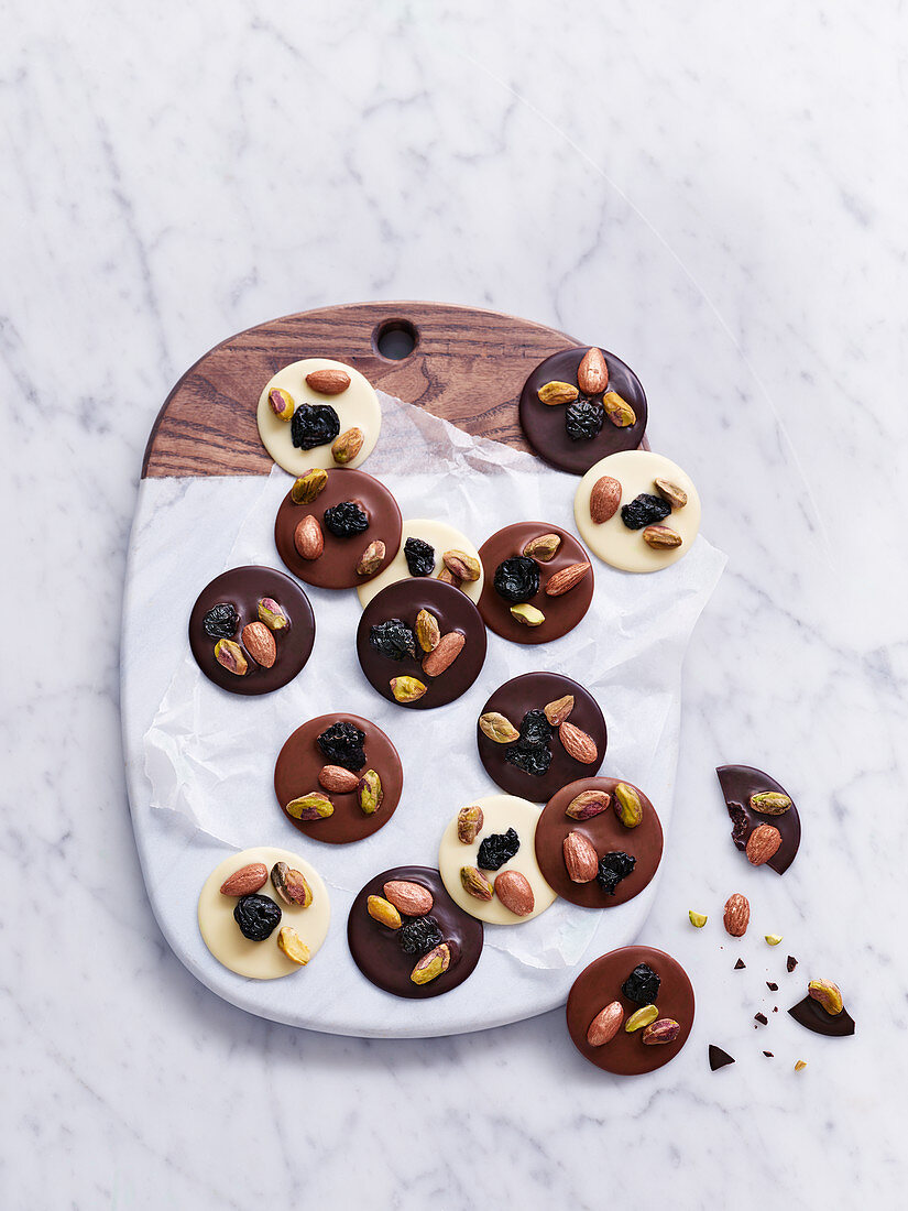 Chocolate biscuits with nuts and seeds